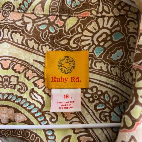 Ruby Rd Floral Fun Print Jacket women's size 16 Bright colors button front - Picture 5 of 8